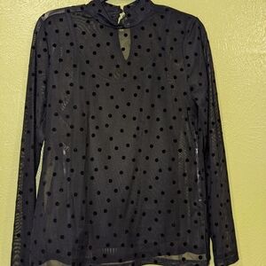 Black Sheer Polka Dot Blouse